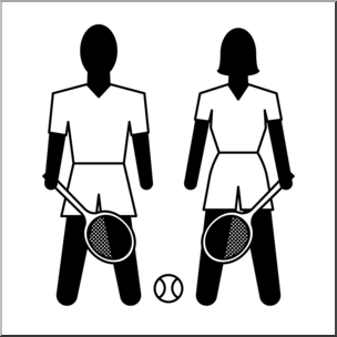 Clip Art: Athletes: Tennis B&W