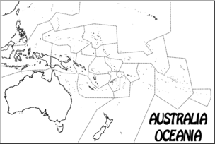 Clip Art: Australia and Oceania Map B&W Unlabeled – Abcteach