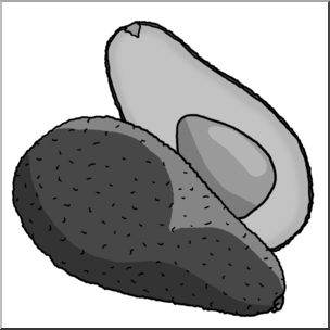 Clip Art: Avocados Grayscale