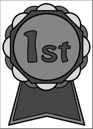 Clip Art: Round 1st Grayscale
