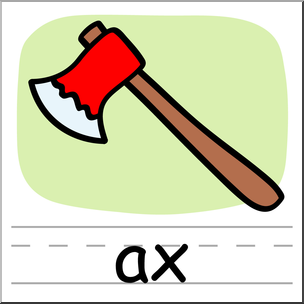 Clip Art: Basic Words: Ax Color Labeled