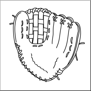 Clip Art: Realistic Baseball Glove B&W