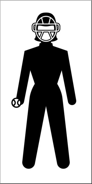 Clip Art: People: Sports Officials: Baseball Umpire Female BnW