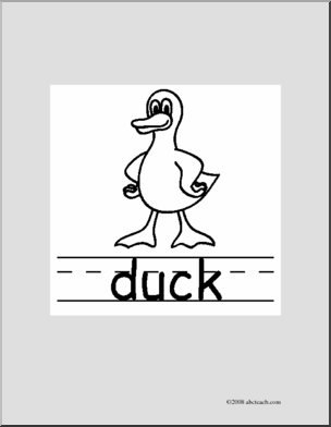 Clip Art: Basic Words: Duck B/W (poster) – Abcteach