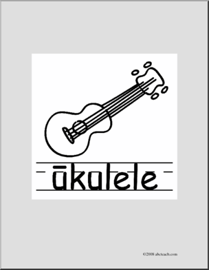 Clip Art: Basic Words: Ukulele B/W (poster)