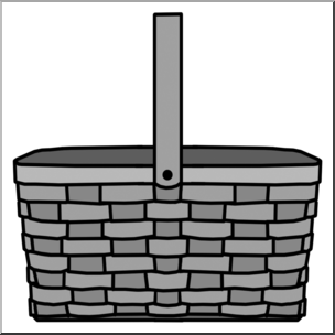 Clip Art: Picnic Basket Grayscale