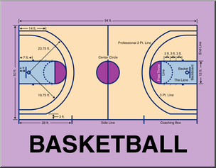 Clip Art: Playing Fields: Basketball Court Color