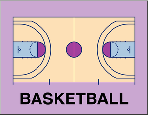 Clip Art: Playing Fields: Basketball Court Color Blank