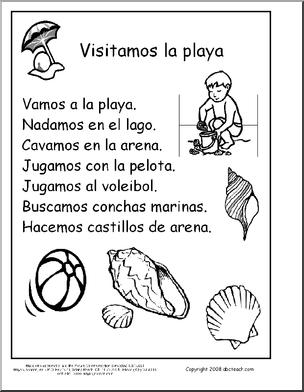Spanish: Vocabulario – La playa (primaria)