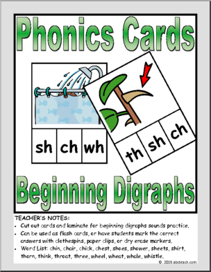 Beginning Digraphs – card set (color)’ Pre-Reading