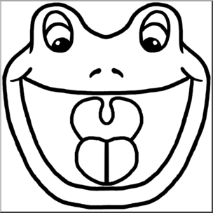 Clip Art: Cartoon Animal Faces: Frog B&W