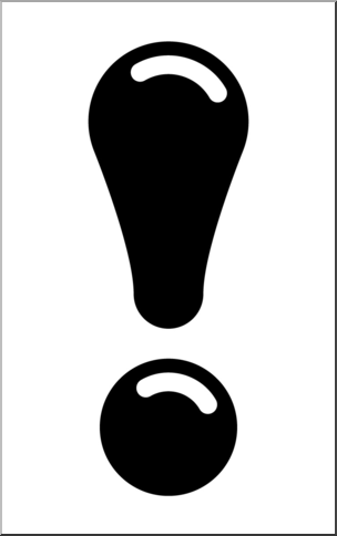 Clip Art: Punctuation: Big Exclamation Point 2 B&W 2 – Abcteach