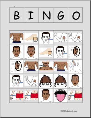 Bingo: Body Parts, card set B (ESL)
