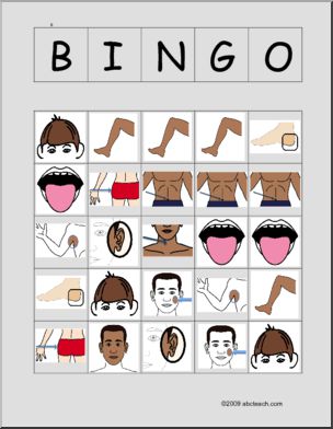 Bingo: Body Parts, card set E (ESL)
