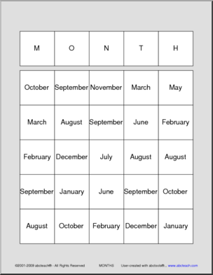 Bingo: Months