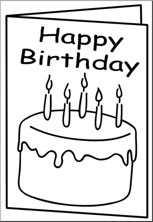 Clip Art: Birthday Card B&W – Abcteach