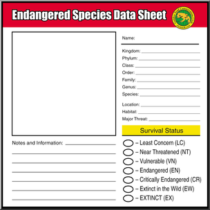 Clip Art: Species Data Sheet Blank Color