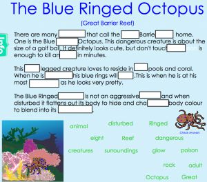 Interactive: Notebook: Animals–Great Barrier Reef–Blue Ringed Octopus (UK/AUS spelling)