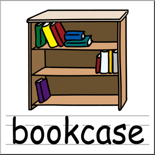 Clip Art: Basic Words: Bookcase Color Labeled