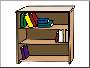 Clip Art: Basic Words: Bookcase Color Unlabeled
