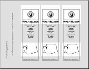 Washington Bookmarks Bookmark: U.S. States – Washington (b/w) – Abcteach