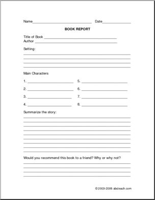 General Fiction Book Report Form – Abcteach