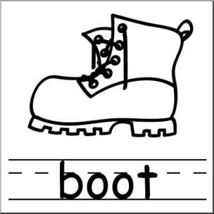 Clip Art: Basic Words: Boot B&W Labeled – Abcteach