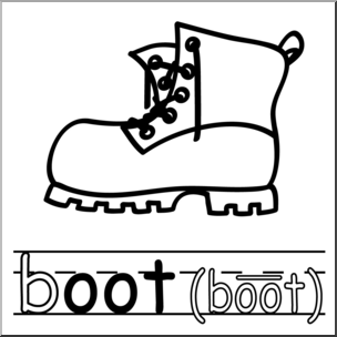 Clip Art: Basic Words: -oot Phonics: Boot B&W – Abcteach