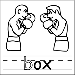 Clip Art: Basic Words: -ox Phonics: Box B&W