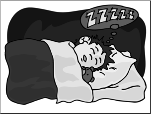 Clip Art: Kids: Sleeping Boy Grayscale