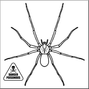 Clip Art: Spiders: Brown Recluse B&W