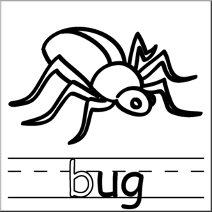 Clip Art: Basic Words: -ug Phonics: Bug B&W