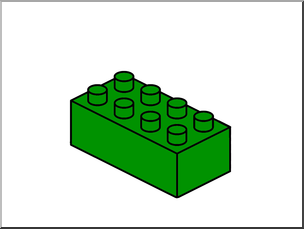 Clip Art: Large Green Building Block, 8 connectors