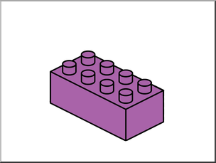 Clip Art: Large Purple Building Block, 8 connectors