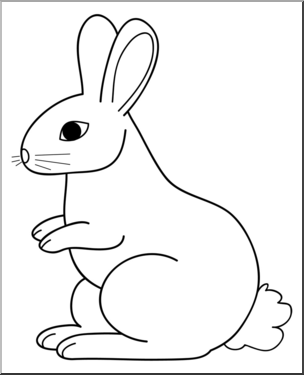 Clip Art: Cartoon Bunny 1 B&W – Abcteach