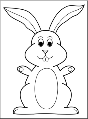 Clip Art: Cartoon Bunny 4 B&W