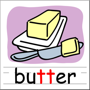 Clip Art: Basic Words: Double Consonants TT: Butter Color