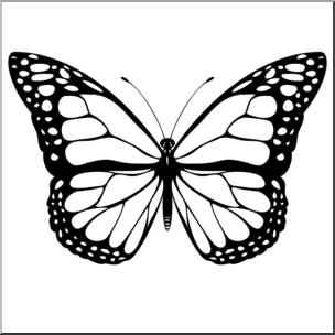 Clip Art: Butterfly: Monarch B&W