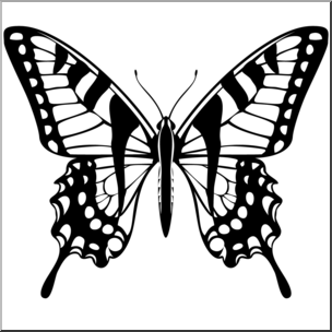 Clip Art: Butterfly: Tiger Swallowtail B&W