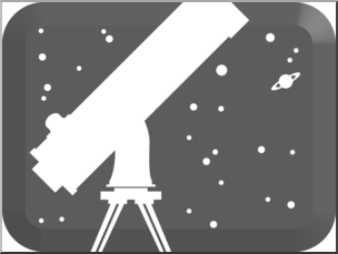 Clip Art: Science Button: Astronomy Grayscale
