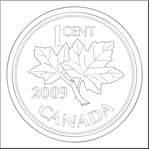 Clip Art: Canadian Money: Penny B&W