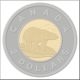 Clip Art: Canadian Money: Two Dollar Color