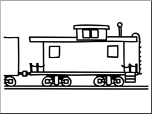 Clip Art: Basic Words: Caboose B&W Unlabeled