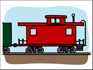 Clip Art: Basic Words: Caboose Color Unlabeled