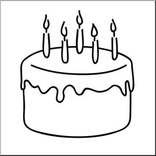Clip Art: Birthday Cake B&W