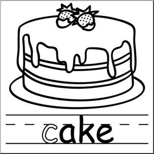 Clip Art: Basic Words: -ake Phonics: Cake B&W – Abcteach