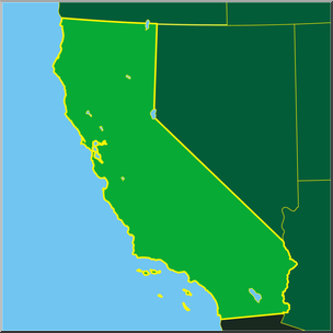Clip Art: US State Maps: California Color