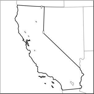 Clip Art: US State Maps: California B&W