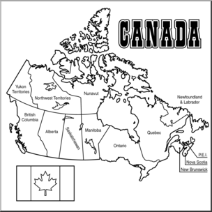 Clip Art: Canada Map B&W Labeled