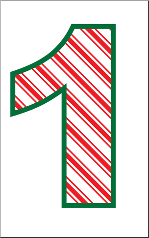 Clip Art: Number Set 4: Candy Cane 01 Color